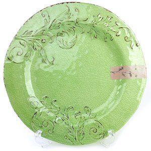 Aphorism Green Melamine Floral Print Dinner Plates